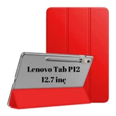 Lenovo Tab P12 12.7inç TB370FU Kalem Bölmeli Kılıf PU Deri Smart Standlı Case - 6