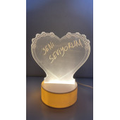 3D Led Işık Kalp Kalem İle Yazılıp Silinebilir - 2