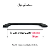 Meriç Kulp Mobilya Mutfak Dolabı Çekmece Dolap Kulpları Kapak Kulpu Kulbu Siyah Renk 160 mm Metal - 5
