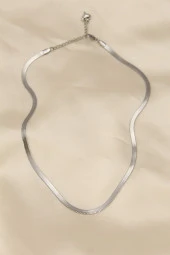 316L Çelik Silver Renk 45 cm İtalyan Zincir Model Kadın Kolye thumbnail 1