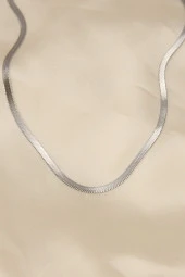 316L Çelik Silver Renk 45 cm İtalyan Zincir Model Kadın Kolye thumbnail 2