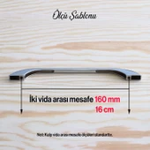 Meriç Kulp Mobilya Mutfak Dolabı Çekmece Dolap Kulpları Kapak Kulpu Kulbu Krom Renk 160 mm Metal - 4