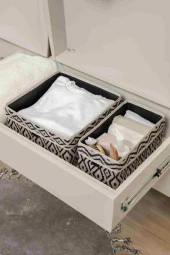 2’li Dolap Raf Çekmece İçi Düzenleyici, Çok Amaçlı Dekoratif Organizer Kutu 2’li Set - 2