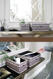 2’li Dolap Raf Çekmece İçi Düzenleyici, Çok Amaçlı Dekoratif Organizer Kutu 2’li Set - 3