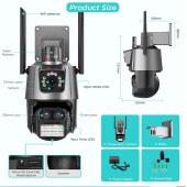 YS-18 Kablosuz Wifi ip 6 Megapixel Ultra HD Mavi kırmızı ışıklı Alarmlı Ev, Ofis Güvenlik Kamerası - 5