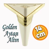 Golden Köşe Lüks Mobilya Grubu Kanepe Sehpa Tv Ünitesi Koltuk Ayağı 14 Cm Krem Altın Baza Ayakları thumbnail 1