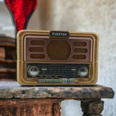 Nostaljik Görünümlü USB SD AUX Bluetooth Destekli Şarjlı Radyo RT-671 thumbnail 1