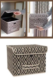 Flosoft Çok Amaçlı Kapaklı Kutu, Dolap Raf Düzenleyici, Dekoratif Saklama Kutusu - 1