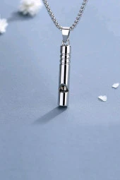 Acil Durum Düdüğü 316L Çelik Kararma Yapmaz Yüksek Desibel Kolye Unisex thumbnail 2