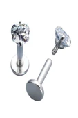 316l Paslanmaz Kararmaz Cerrahi Çelik Zirkon Taşlı 8mm Tragus Helix Kıkırdak Yuvarlak Model Piercing - 6