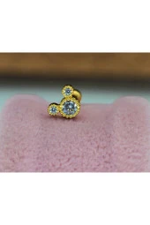 Paslanmaz Kararmaz Cerrahi Çelik Mickey Tragus, Kıkırdak Helix 8mm Piercing Gümüş Renk - 4