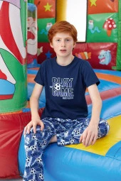 Aydoğan Erkek Garson Polat Kısa Kol Lacivert Pijama Takım 240510 - 1