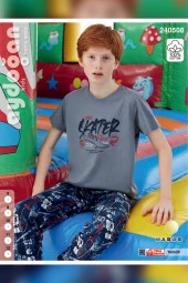 Aydoğan Erkek Garson Polat Kısa Kol Koyu Gri Pijama Takım 240508 - 2