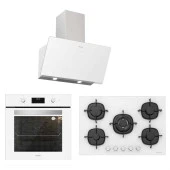 Silverline BO6502W02 - CS5365W01 - 3457 Soho 60 Beyaz Cam Ankastre Set thumbnail 1