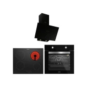 Silverline 3481 Flam - VC8210B01 - BO6501B01 Siyah Cam Ankastre Set thumbnail 1