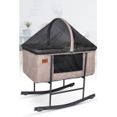 Rubi Portatif Sallanır Anne Yanı Fileli Keten Kumaş Beşik - 2