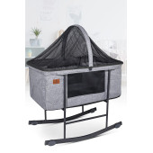 Rubi Portatif Sallanır Anne Yanı Fileli Keten Kumaş Beşik - 3