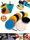 Germany Style 17 Parça Pasta Cila Oto Jant Temizleme Koltuk Yıkama Sünger Fırça Seti Matkapa Uyum - 2