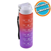 Motivasyon Matarası Su Matara Okul Suluk Pipetsiz Su Şişesi Sporcu Suluğu Çift Renk Sızdırmaz 800 cc - 1