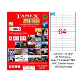 TANEX 2564 LASER ETİKET 48x16mm 64x100 6400 ADET - 1