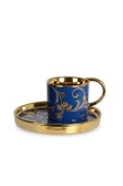 İpek Porselen Gold Detaylı Mavi 6'lı Kahve Fincan Takımı EG24D10G-461447G P - 2