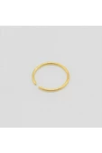 925 Ayar Gümüş Hızma Gold Renk Düz Halka Model - 1