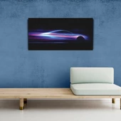 Hızla Giden Spor Araba Silüeti , Arka Plan Siyah Kanvas Tablo (60X120) thumbnail 3