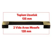 Mobilya Mutfak Dolabı Düz Çekmece Dolap Kapak Kulpu Kulbu Antik Sarı 128 mm Metal Kulp - 4