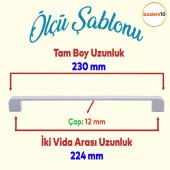 Mobilya Mutfak Dolabı Çekmece Dolap Oval  Kapak Kulpu Kulbu Beyaz 224 mm Metal Kulp - 2