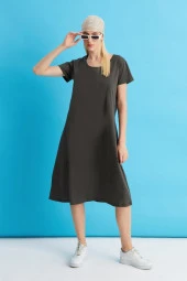 Kısa Kollu Salaş Elbise (b22-43600) - 1
