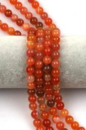 Karnelyan Akik Doğal Taş Dizi 8 mm Küre Kesim thumbnail 1