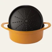 Sürel Potart 28 cm Yuvarlak Döküm Tencere Parlak Sarı - 2