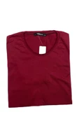 Erkek Bordo Oval Etek Geniş Yaka %100 Pamuk Kısa Kollu Tişört - 1