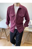 Haki Erkek Slim Fit Çift Cep Kapaklı Oduncu Gömlek - 10