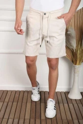 Lacivert Ipli Erkek Regular Normal Kesim Orta Boy Şort - 5