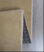 Modern Dekoratif Yuvarlak Puffy Peluş Ponpon Saçaklı Salon Oturma Odası Halısı Bej - 5