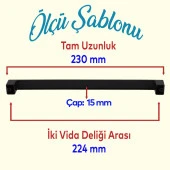 Mobilya Mutfak Dolabı Çekmece Dolap Kapak Kulpu Kulbu Siyah 224 mm Desenli Metal Kulp thumbnail 2