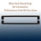 Mobilya Mutfak Dolabı Çekmece Dolap Kapak Kulpu Kulbu Siyah 224 mm Desenli Metal Kulp thumbnail 3