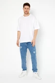 Erkek Çok Renkli 2'li Basic Oversize Bisiklet Yaka Kısa Kollu T-shirt - 5