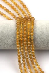 Gold Rutil Kuvars Doğal Taş Dizi 6 mm Fasetli Küre Kesim - 1