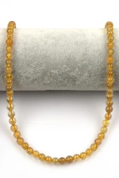 Gold Rutil Kuvars Doğal Taş Dizi 6 mm Fasetli Küre Kesim - 2