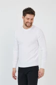 Beyaz Erkek Yuvarlak Yaka Örme Triko - 3