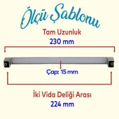 Mobilya Mutfak Dolabı Çekmece Dolap Kapak Kulpu Kulbu Krom 224 mm Desenli Metal Kulp thumbnail 2