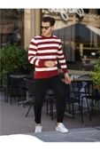 Erkek Slim Fit Bisiklet Yaka Çizgili Triko Kazak - 12