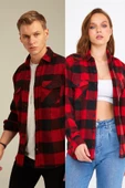 Unisex Kahverengi Çift Cep Kapaklı Oduncu Gömlek-tekli Fiyat - 3