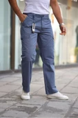Erkek Kar Yıkama Kargo Cepli Baggy Denim Pantolon - 4