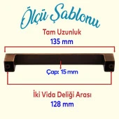 Mobilya Mutfak Dolabı Çekmece Dolap Kapak Kulpu Kulbu Antik Bakır 128 mm Desenli Metal Kulp thumbnail 2