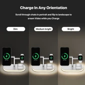 Apple iPhone Airpods Watch 3in1 Kablosuz Wireless Magsafe Şarjlı Standı Gece Lambalı UD23 - 11