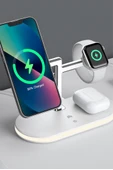 Apple iPhone Airpods Watch 3in1 Kablosuz Wireless Magsafe Şarjlı Standı Gece Lambalı UD23 - 8