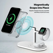 Apple iPhone Airpods Watch 3in1 Kablosuz Wireless Magsafe Şarjlı Standı Gece Lambalı UD23 - 12